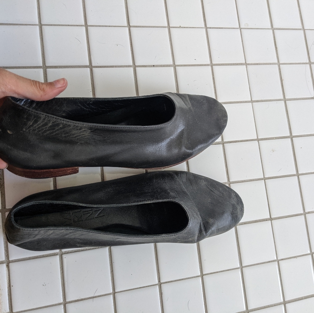 Martiniano Glove ballerina flat learher shoe black 37